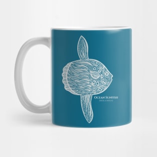 Ocean Sunfish with Common and Scientific Names - hand drawn fish Mug